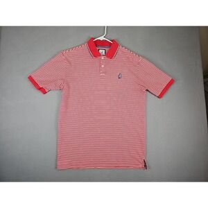 Johnnie-O Polo Shirt Mens Medium Red Striped West Coast Prep Performance Stretch